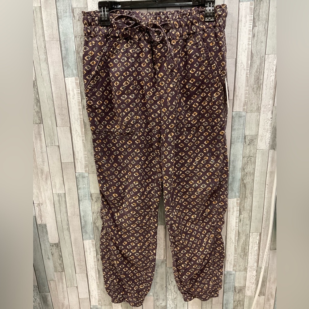 Anthropologie Rhys Linen Utility Jogger Pants Animal Elastic Drawstring Sz XS